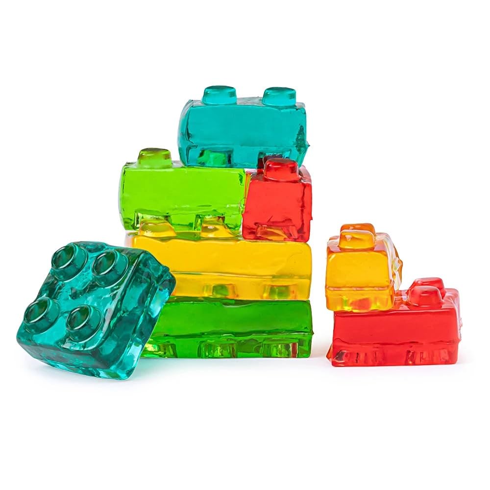Bayside Candy 3D Gummy Building Blocks in bright colors for playful snacks.
