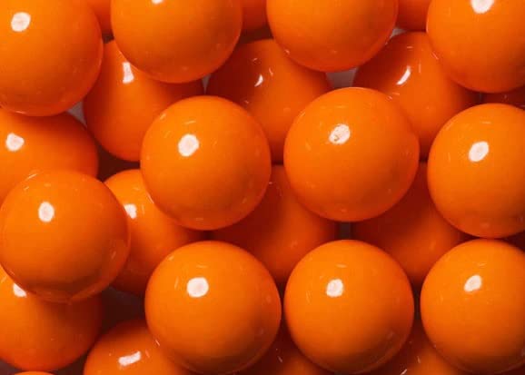 Bayside Candy orange gumballs 1-inch candy jar, bright centerpiece for any room.