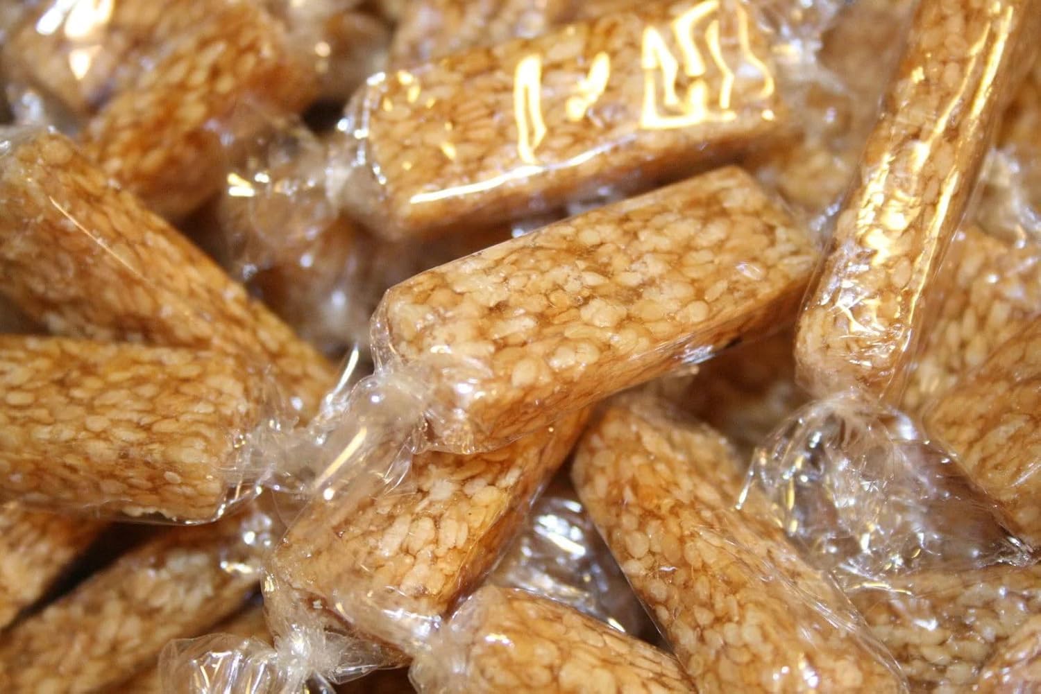 Bayside Candy Sesame Crunch 1lb bag showing toasted sesame clusters, ideal as a snack or topping
