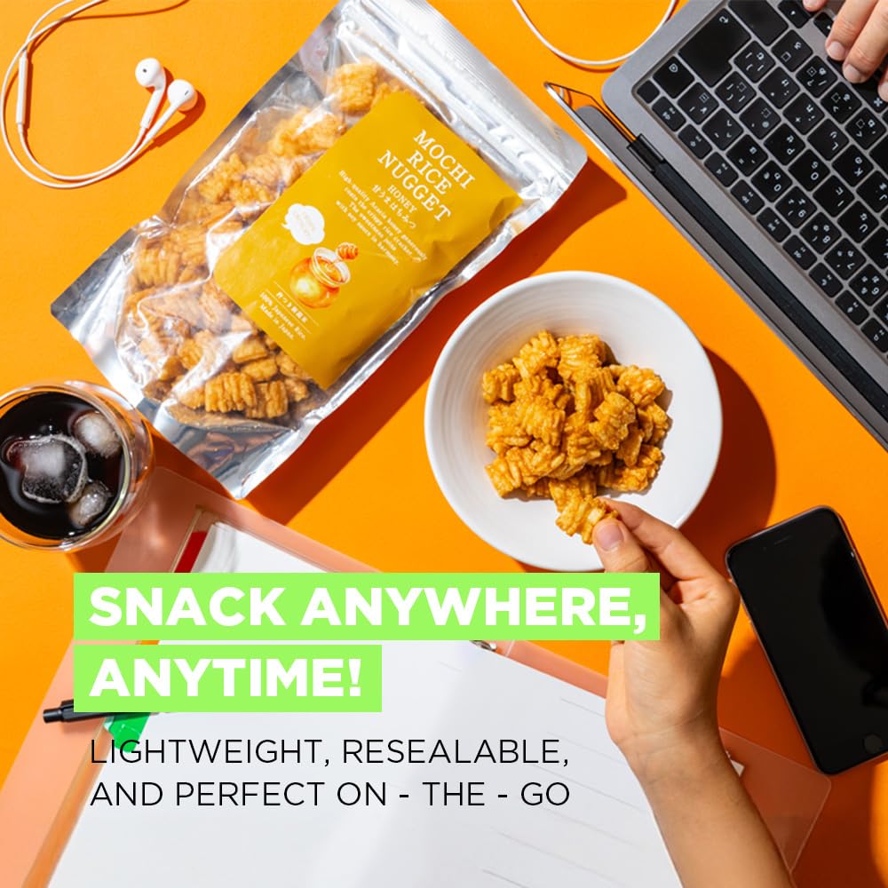 Bayu Mochi Rice Nuggets paired with tea for a balanced bite.