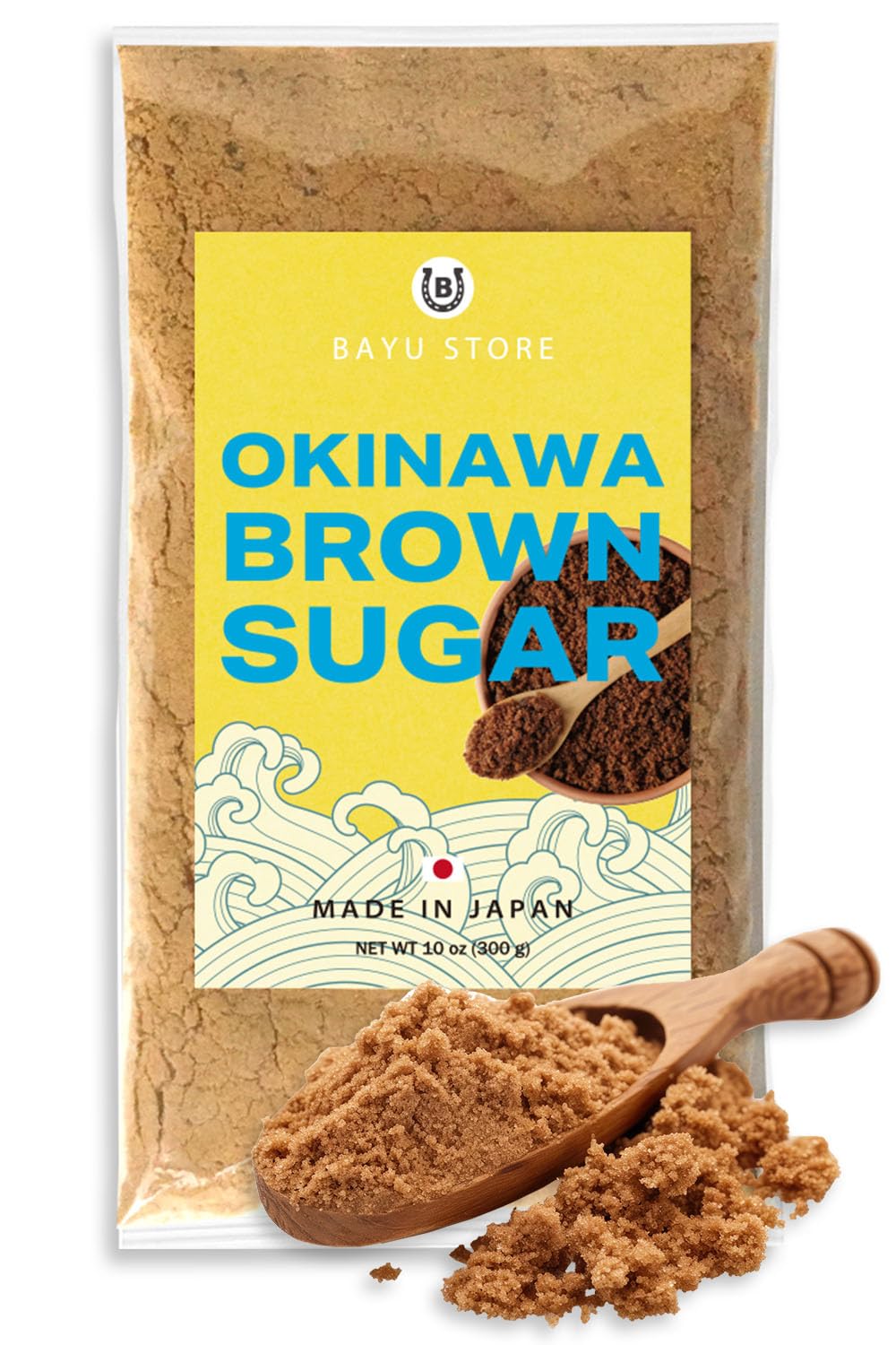 BAYU STORE Okinawa Brown Sugar Powder bottle shows single ingredient cane sugar for clean flavor