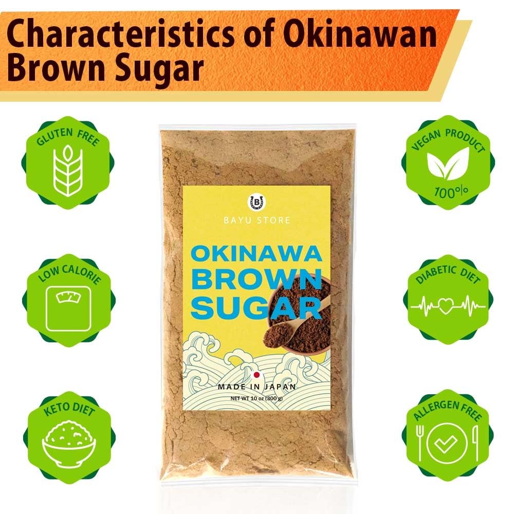 BAYU STORE Okinawa Brown Sugar Powder close up texture reveals unrefined crystals