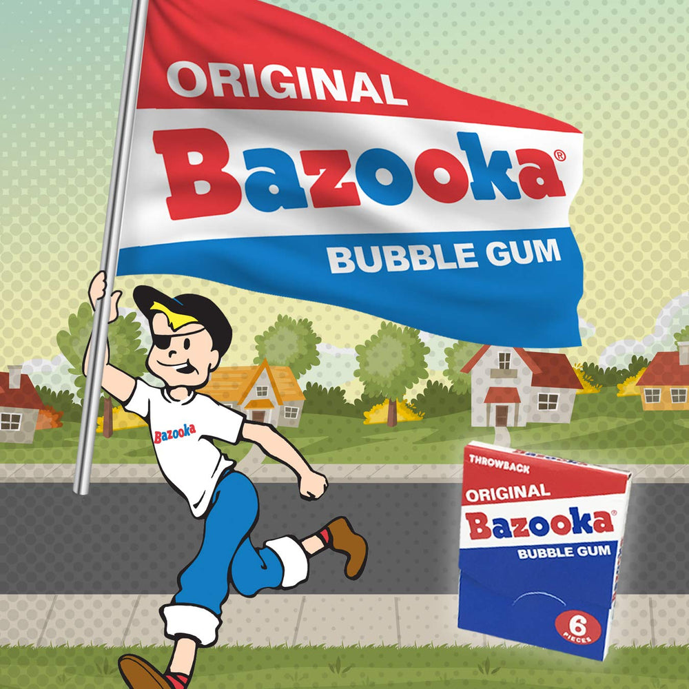 Individually wrapped Bazooka pieces are convenient for on-the-go snacking.