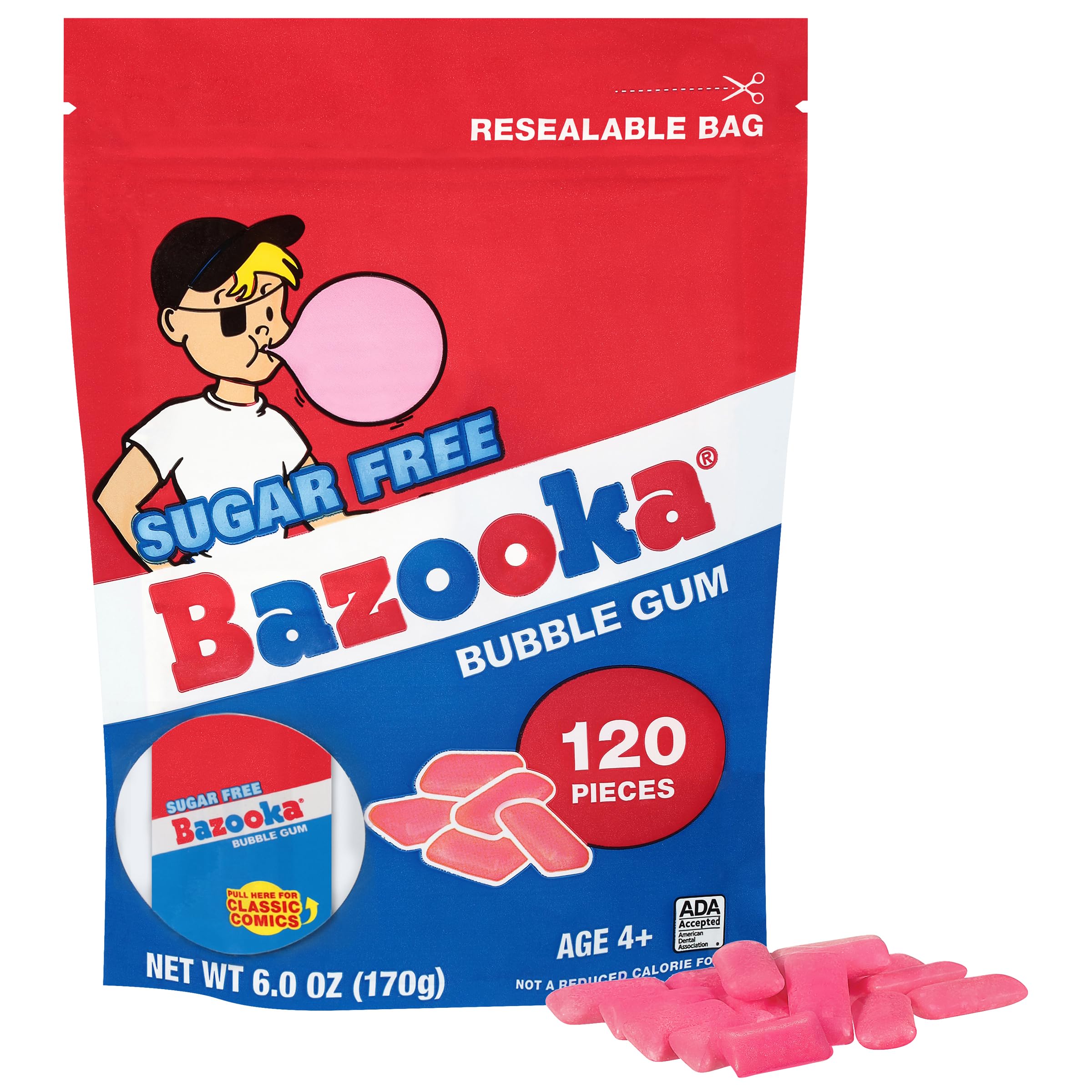 Bazooka bubble gum pellets in a resealable bag for easy sharing at gatherings.