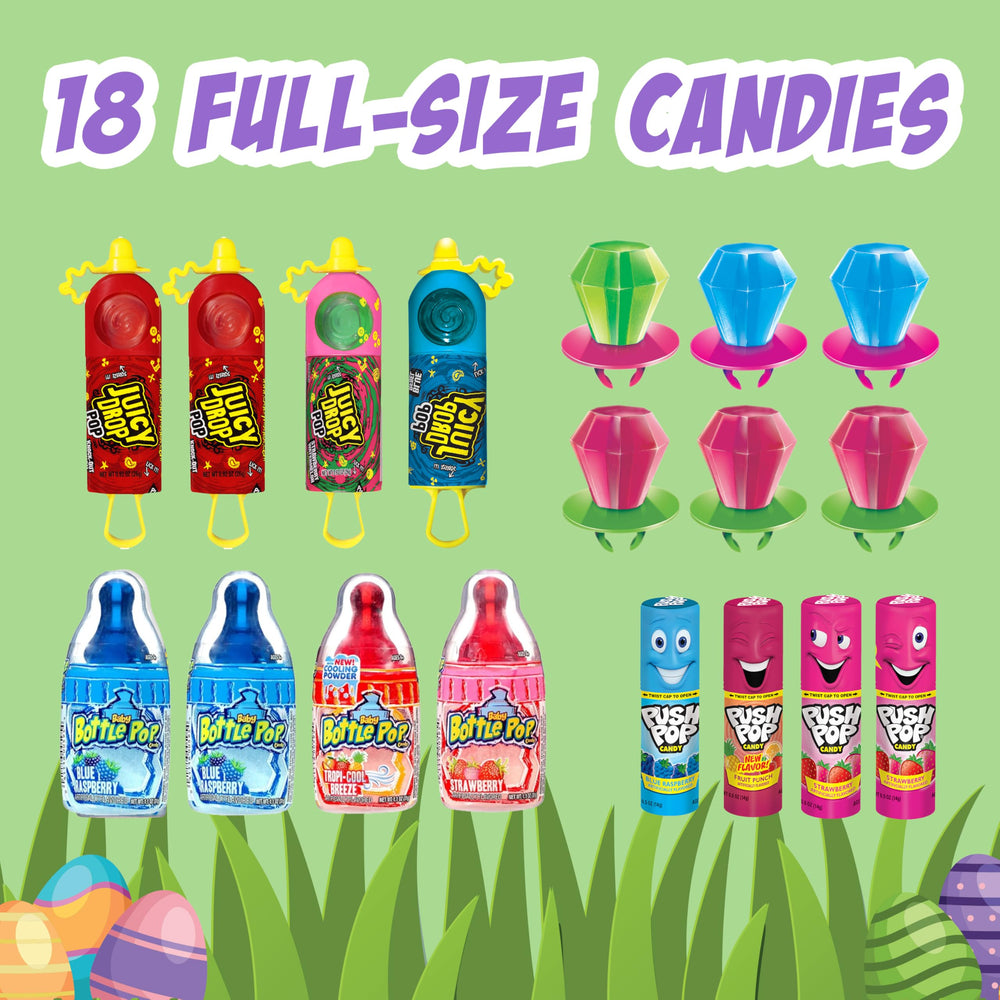 Bazooka Push Pops display offers fun flavors for birthdays.