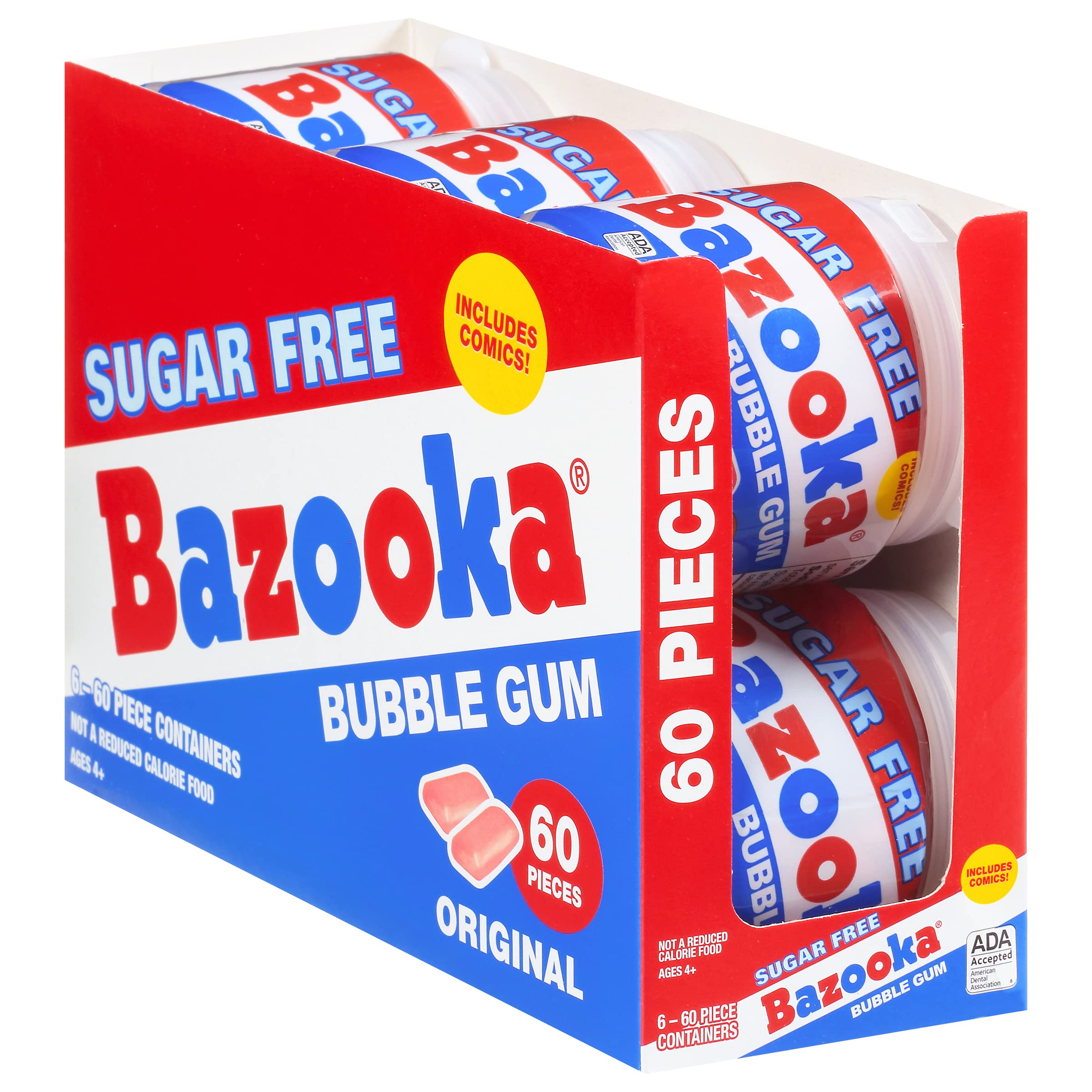 Bazooka SugarFree Easter bubble gum retro packaging with comics and codes.