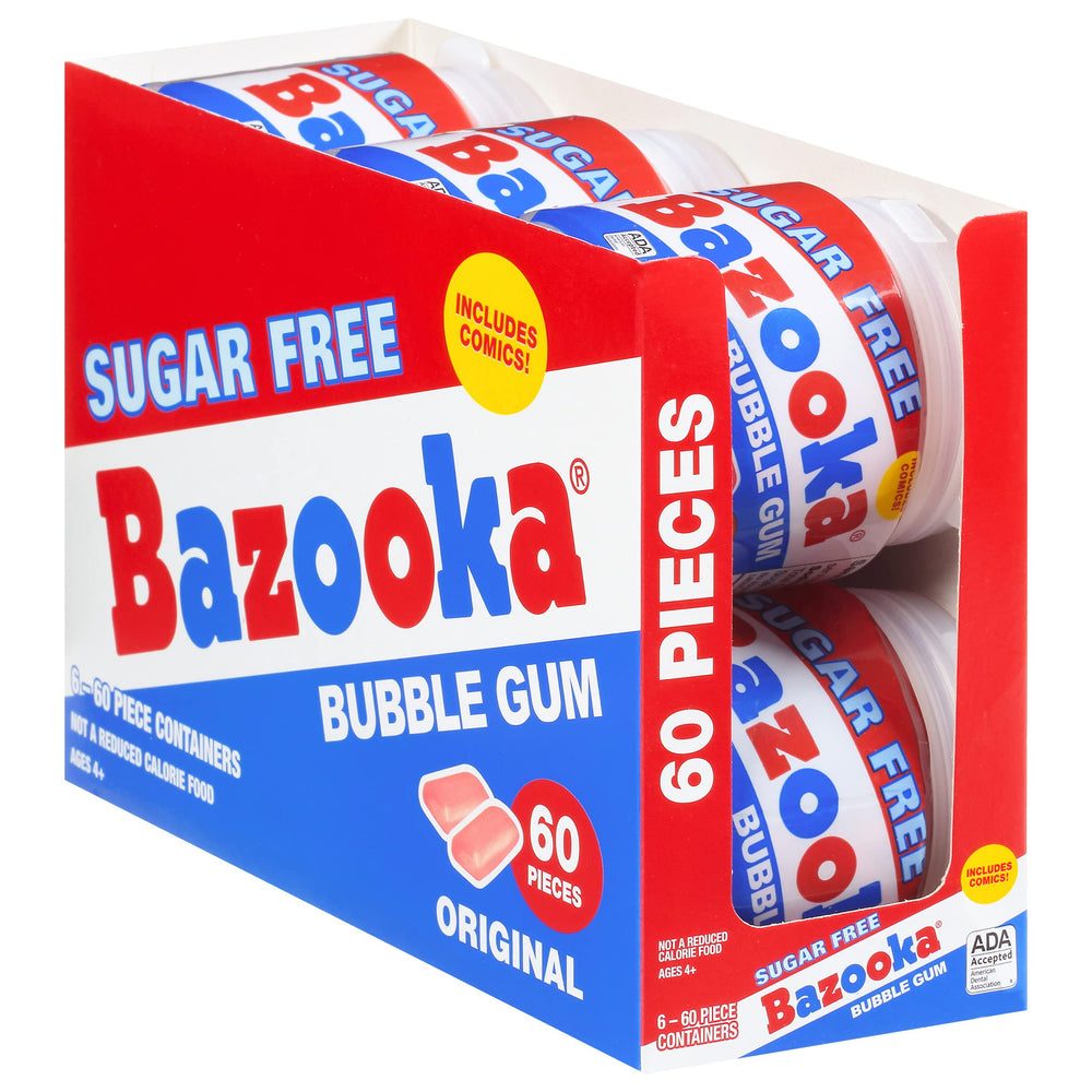 Bazooka SugarFree Easter bubble gum retro packaging with comics and codes.