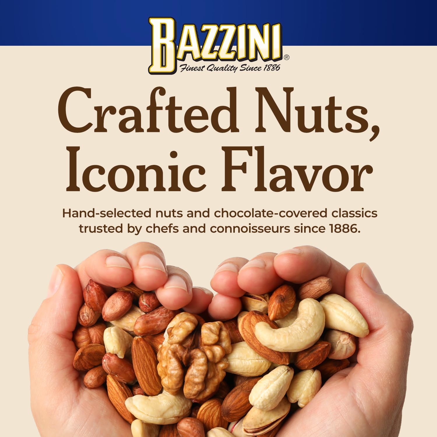 Bazzini dark chocolate pecans paired with fruit or cheese for gourmet snacking.