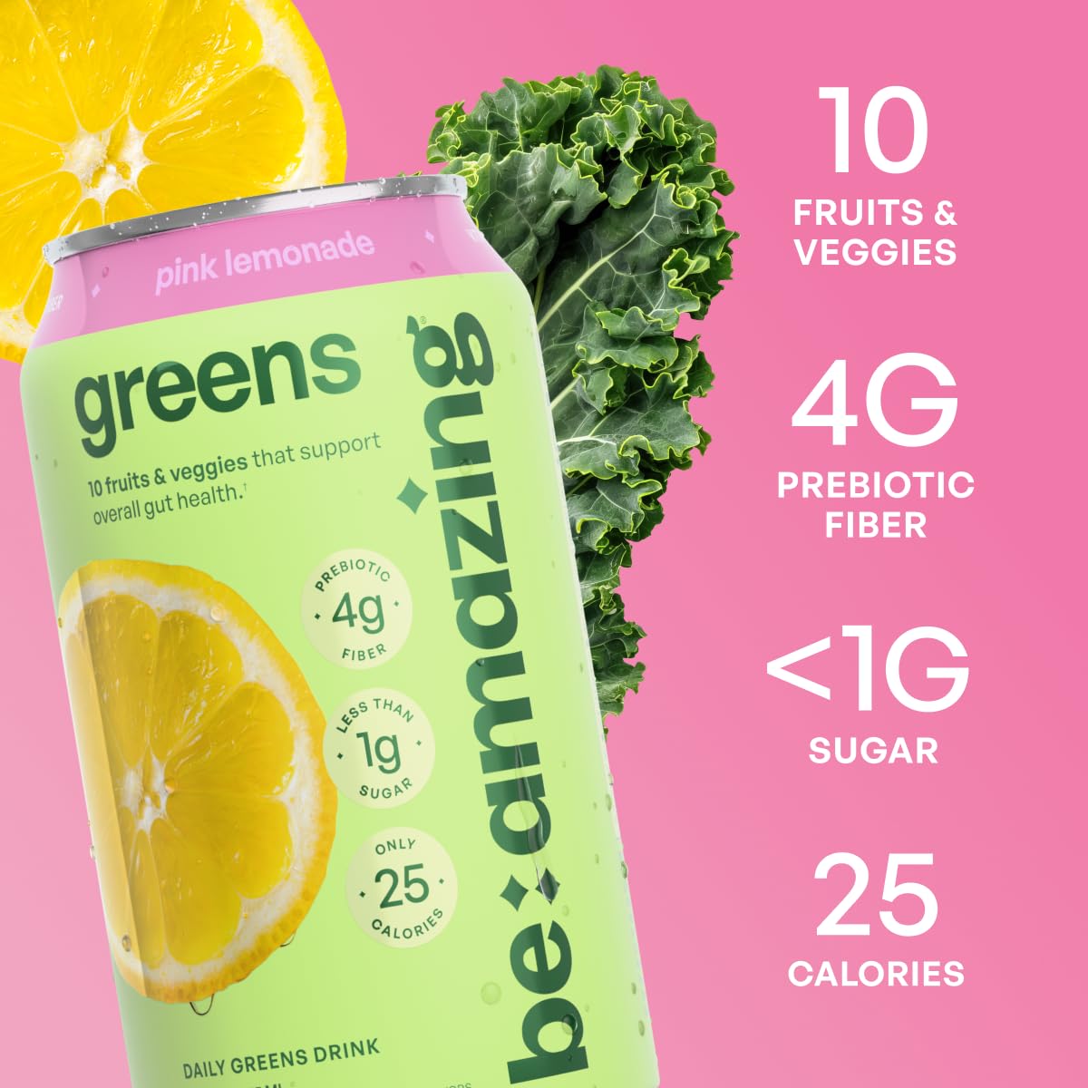 Be Amazing Greens Drink 10 fruits & vegetables label reveals nutrient-rich blend