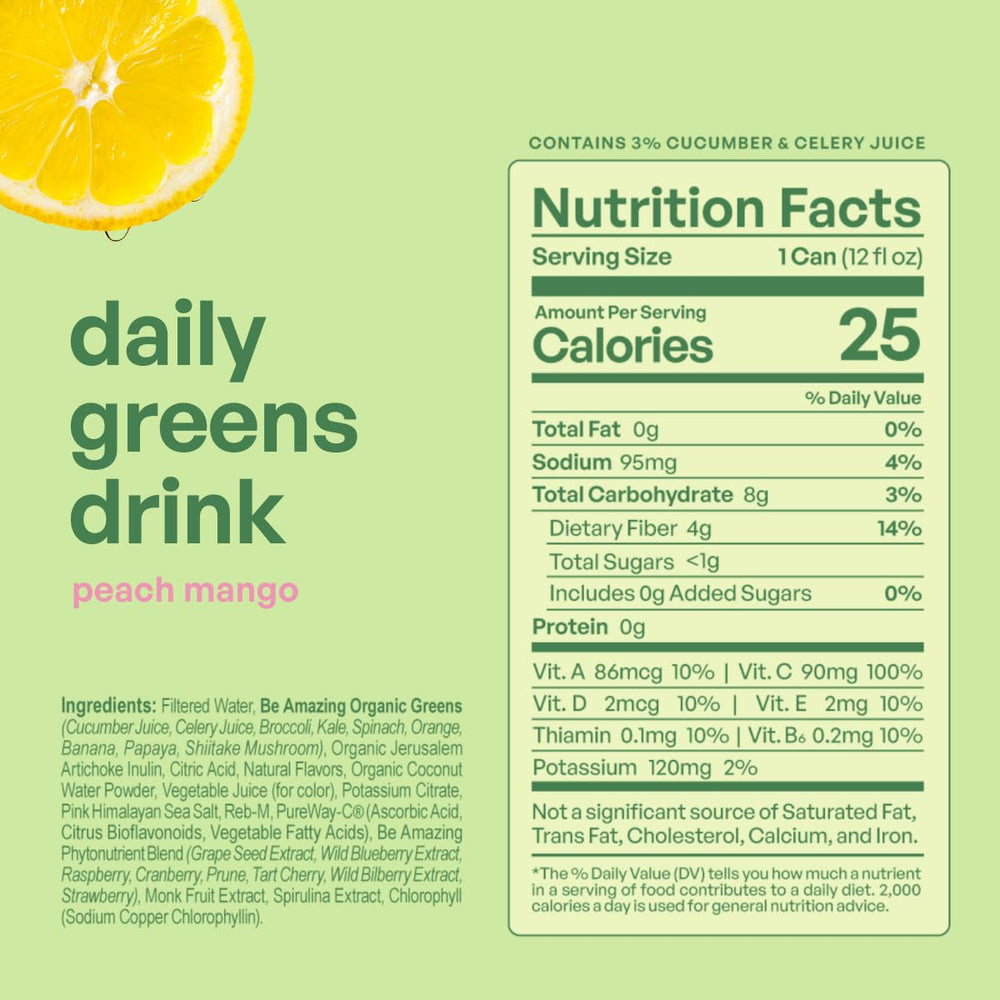 Be Amazing Greens Drink being poured into a glass highlights easy hydration on the go