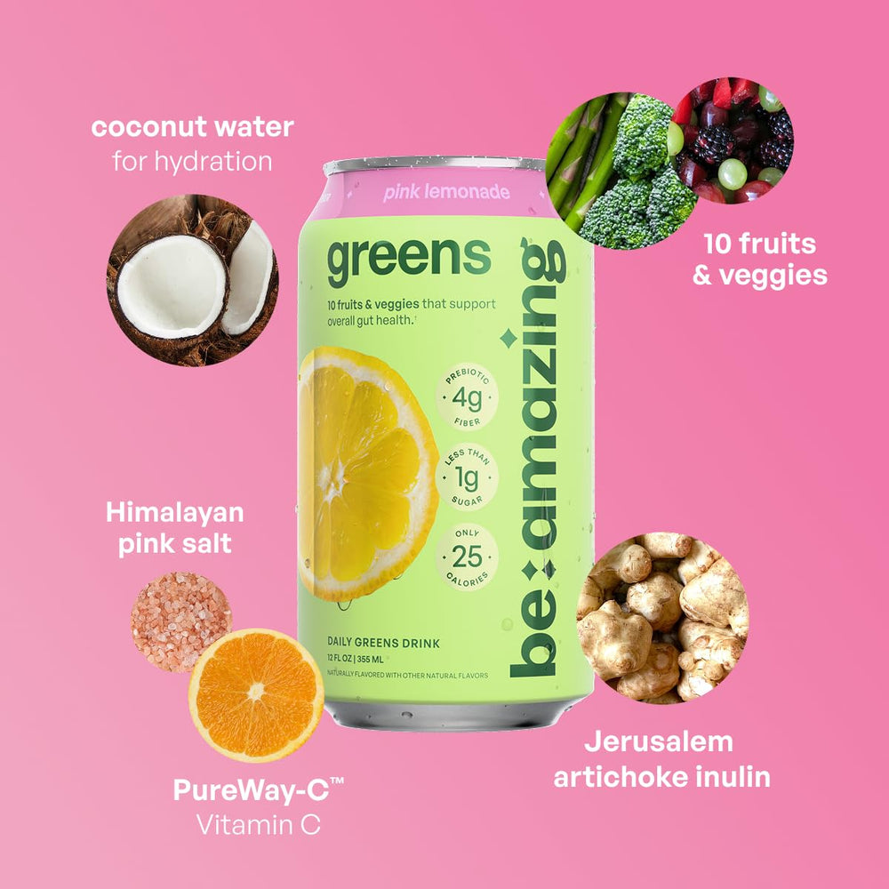Be Amazing Greens Drink vitamin-mineral blend label showcases essential vitamins for daily balance