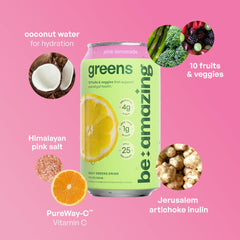 Be Amazing Greens Drink vitamin-mineral blend label showcases essential vitamins for daily balance
