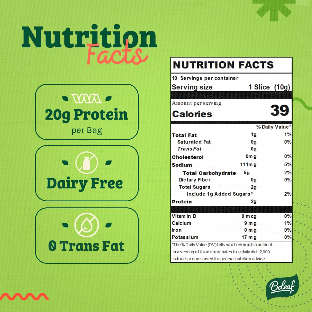 BE LEAF Spicy jerky slice showing bold flavor and protein boost for energy.