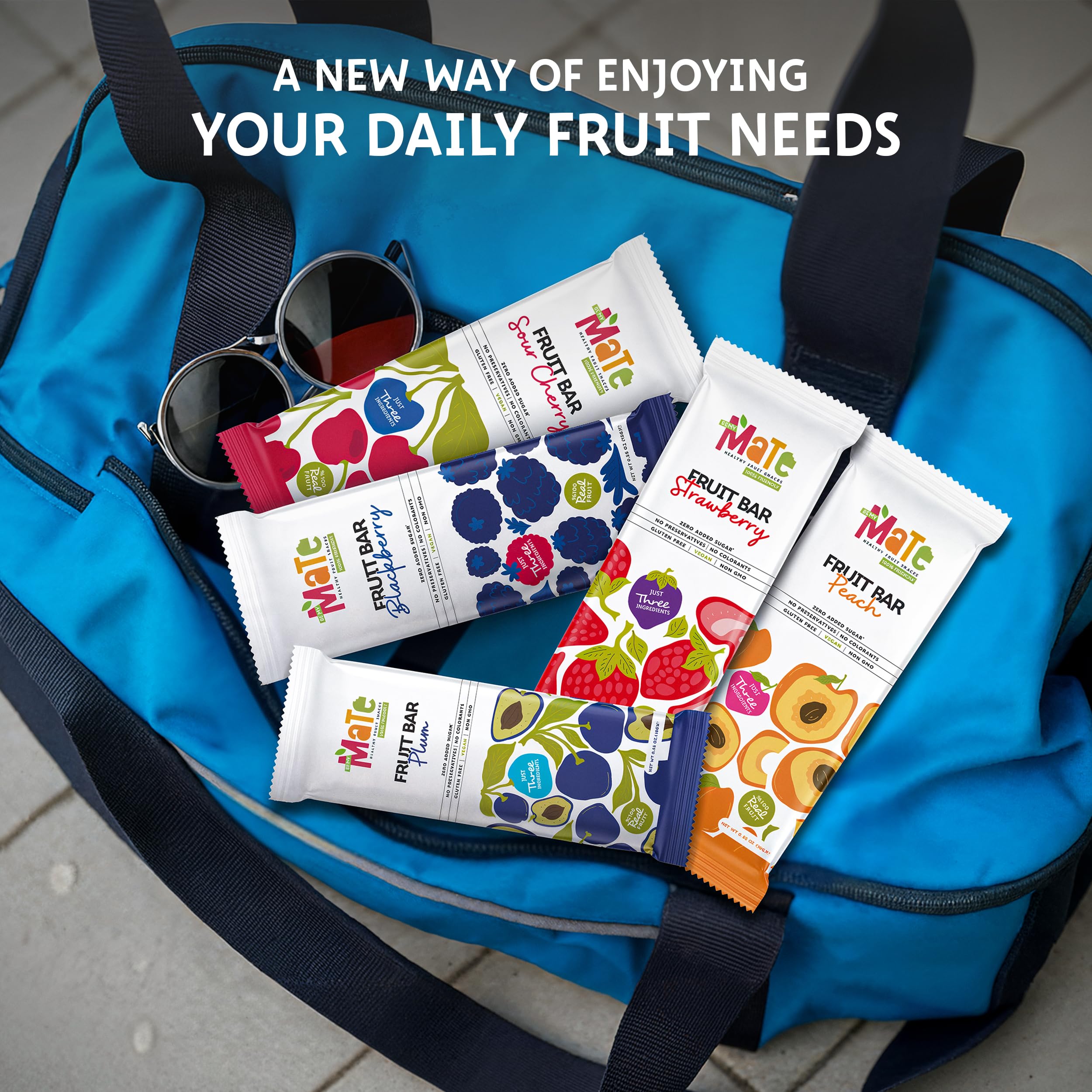 BE MY MaTe Mate Fruit Bars close-up highlights real fruit and natural ingredients