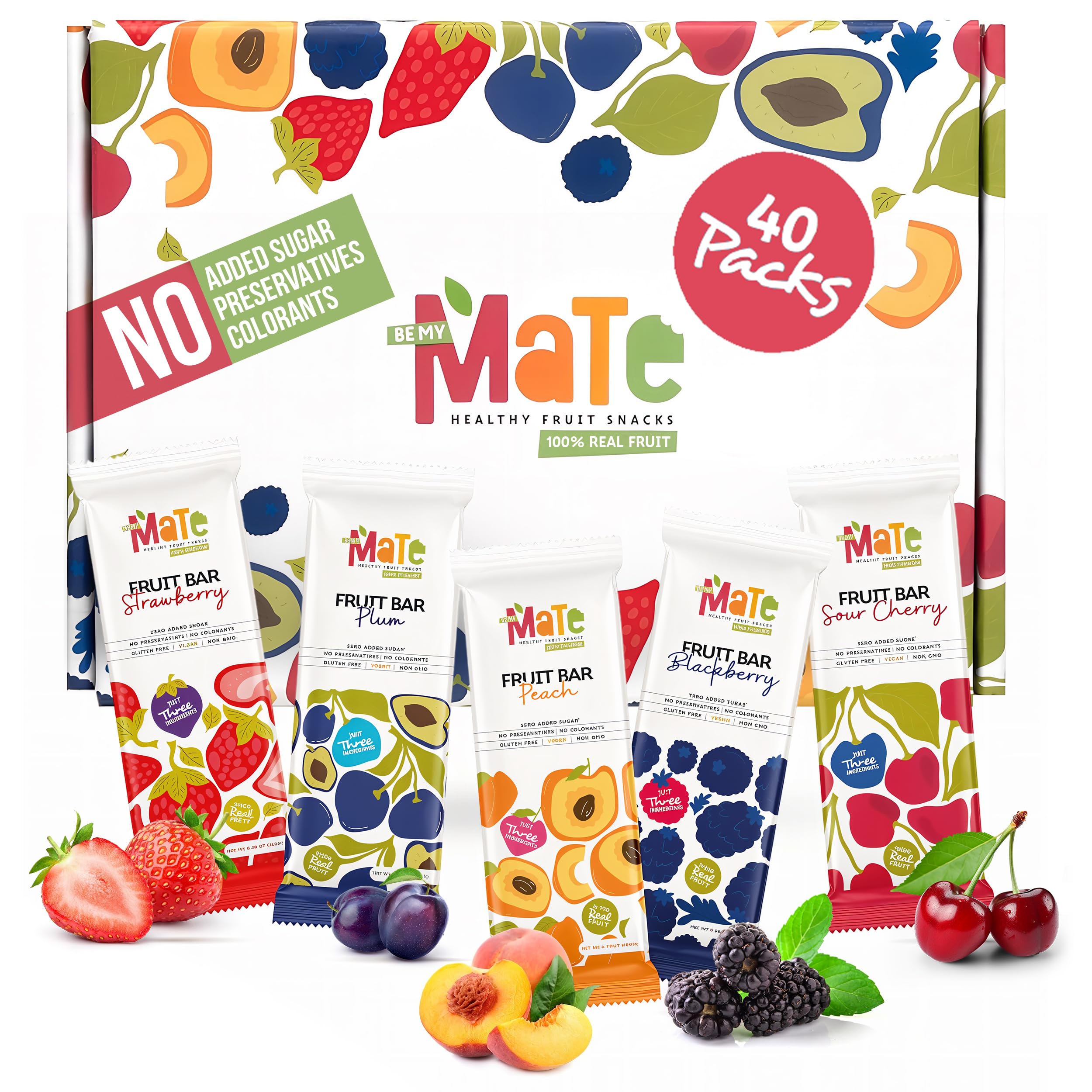 BE MY MaTe Mate Fruit Bars variety pack front view for convenient healthy snacking