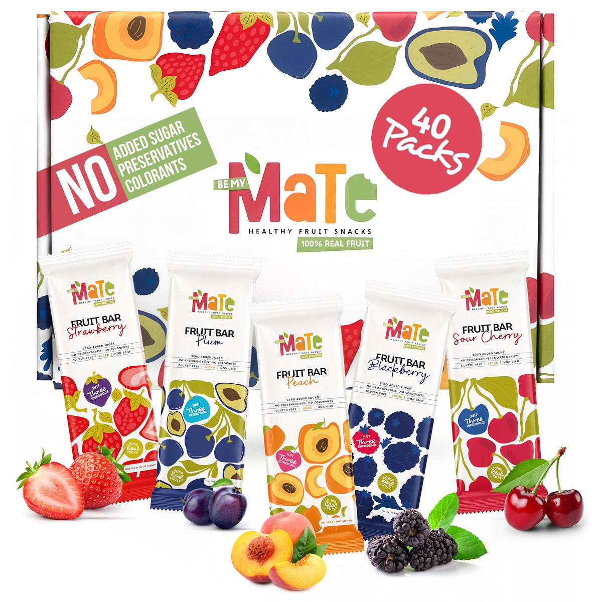 BE MY MaTe Mate Fruit Bars variety pack front view for convenient healthy snacking