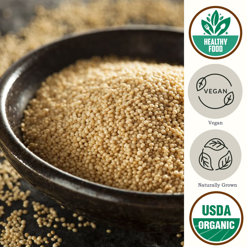 Be Still Farms amaranth grain in salad bowl highlighting gluten-free option.