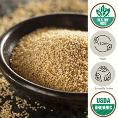 Be Still Farms amaranth grain in salad bowl highlighting gluten-free option.