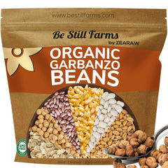 Be Still Farms organic chickpeas dry bag ready for pantry storage and versatile use as protein-rich base.