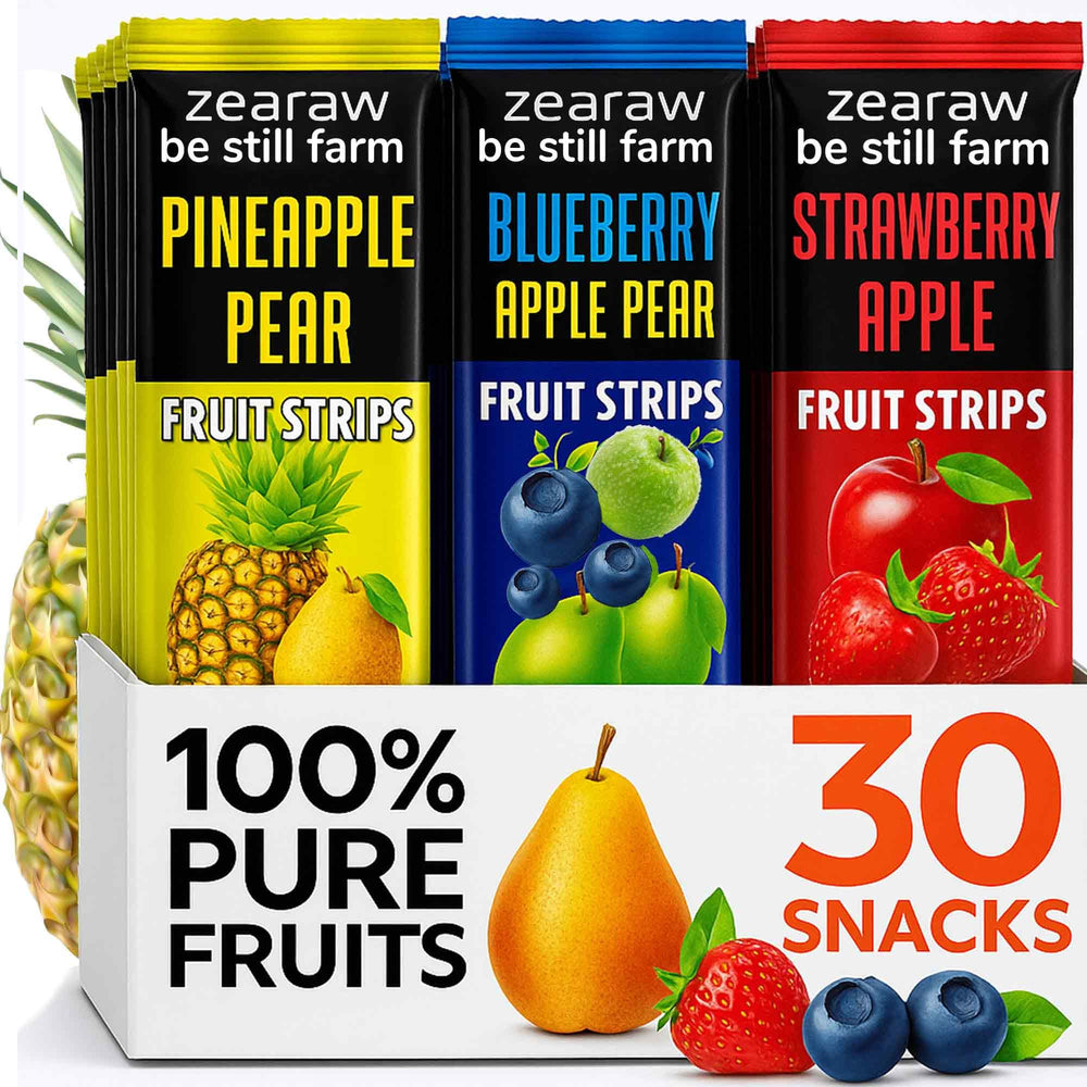 Be Still Farms ZEARAW pineapple fruit leather; gluten-free and portable snack.