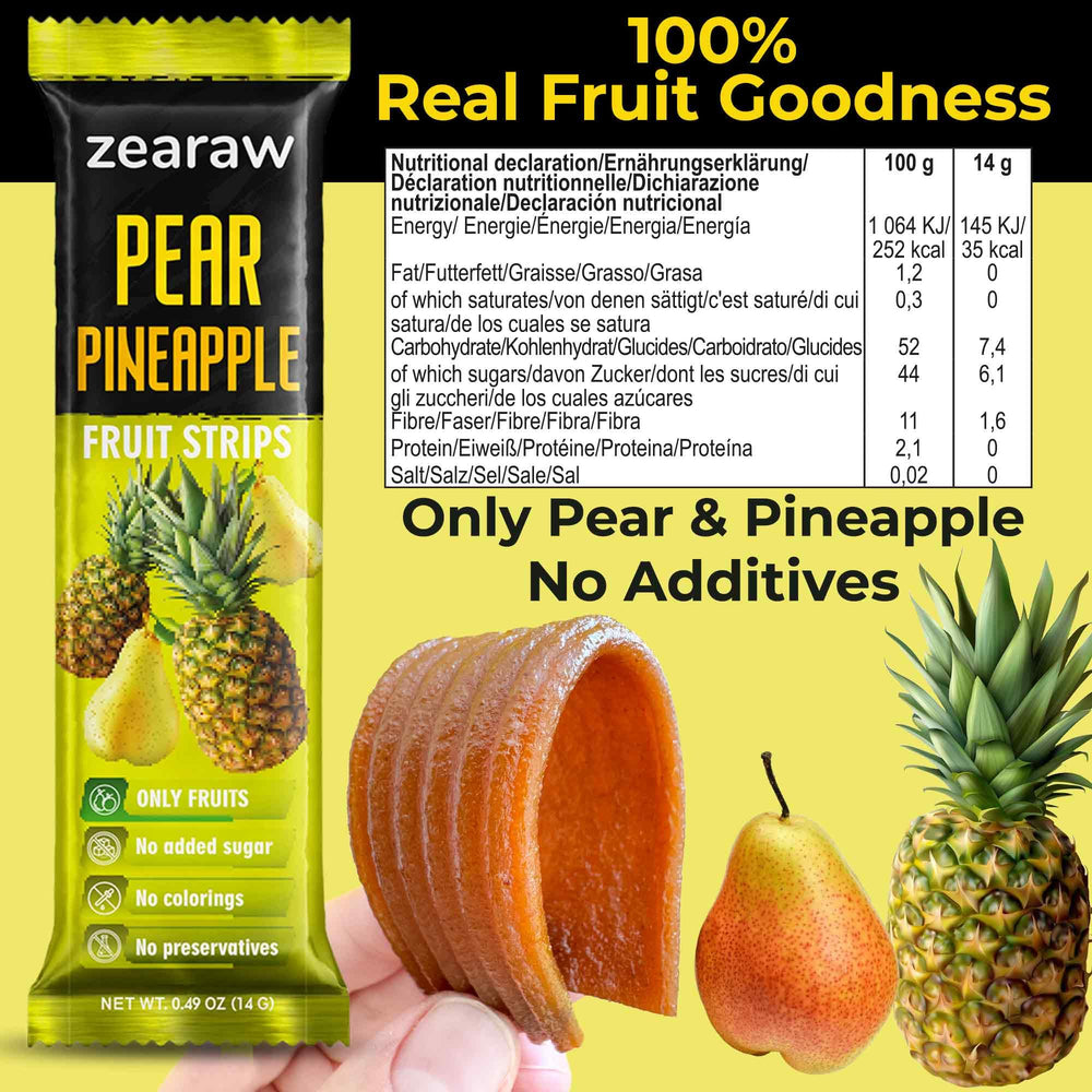 Be Still Farms ZEARAW pineapple fruit strips with tropical flavor in a portable pack.