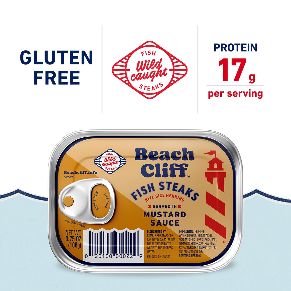 Beach Cliff herring steaks with mustard sauce plated for a keto-friendly dinner idea
