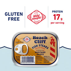 Beach Cliff herring steaks with mustard sauce plated for a keto-friendly dinner idea