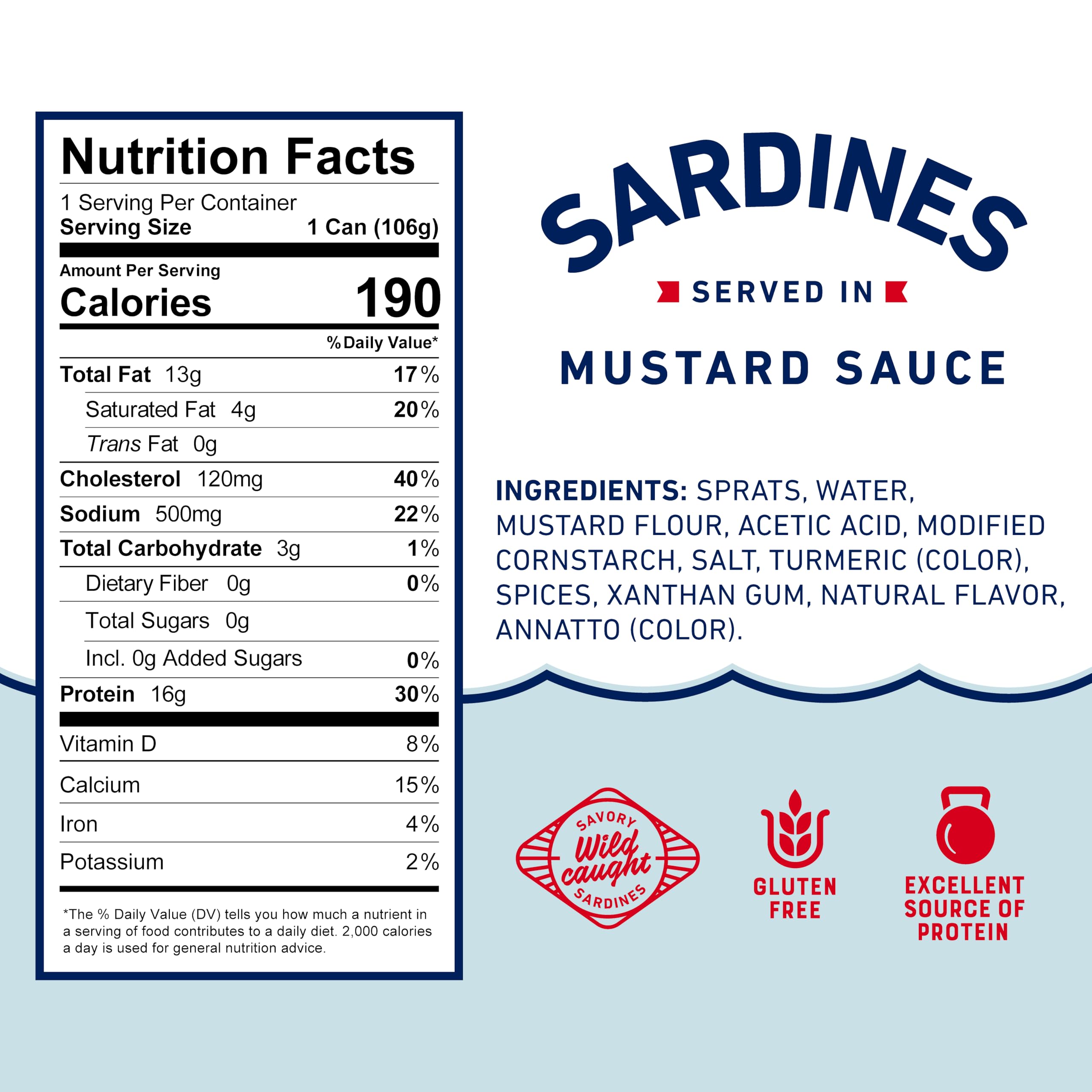 Beach Cliff sardines on plate with mustard, ideal for quick meals.