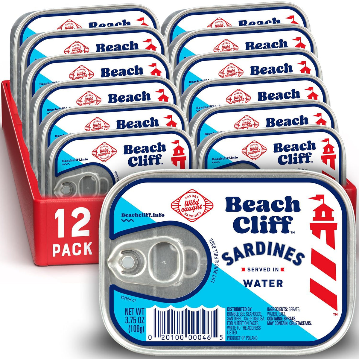 Beach Cliff sardines in water can for a clean, protein-rich snack.