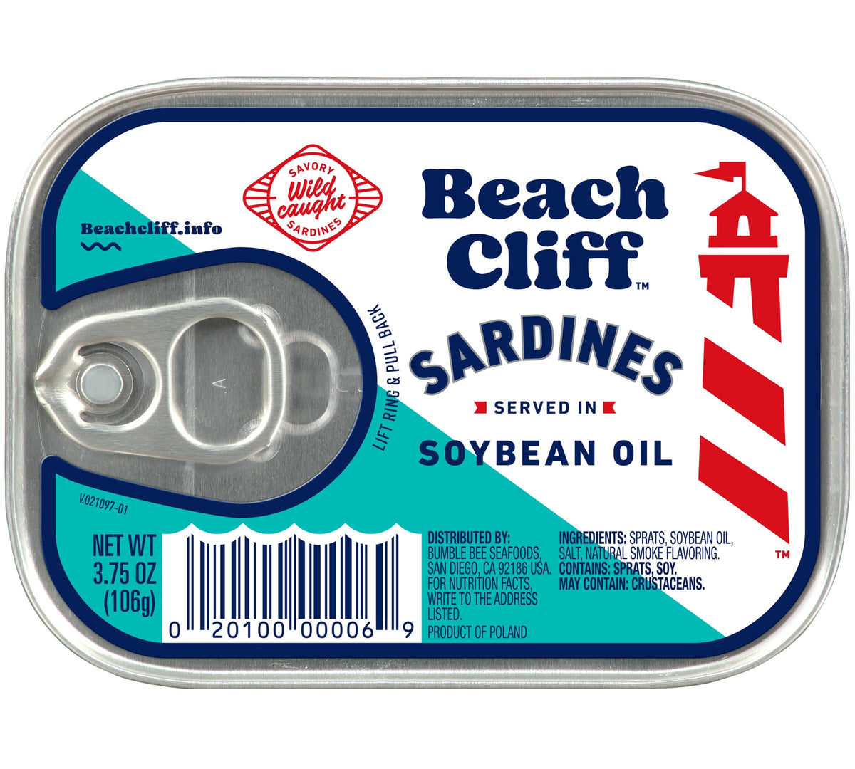 Beach Cliff wild sardines in soybean oil can, protein-packed snack ready to enjoy