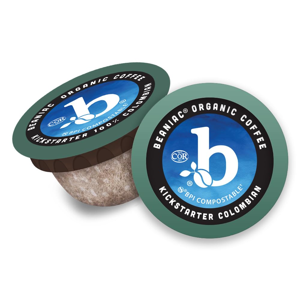 Beaniac Arabica coffee with tangy fruity notes in a Keurig-ready pod