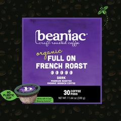 Beaniac dark roast pod with rich aroma for deep flavor.
