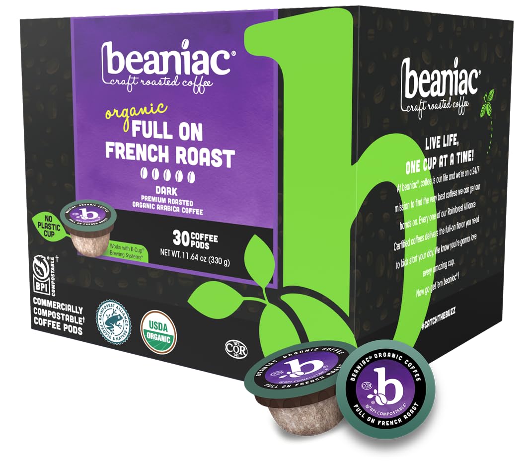 Beaniac French Roast pod with praline notes for a bold morning brew.
