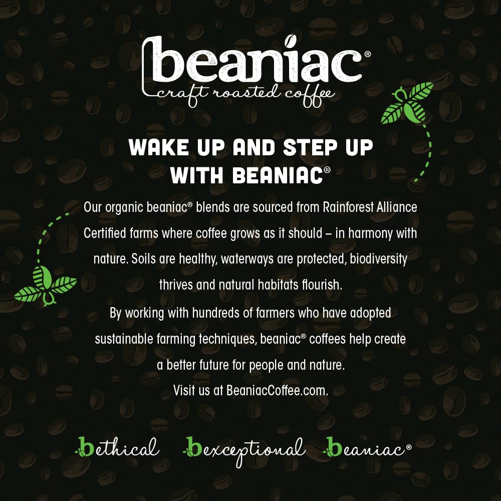 Beaniac Full On French Roast morning routine, hot cup ready in minutes.