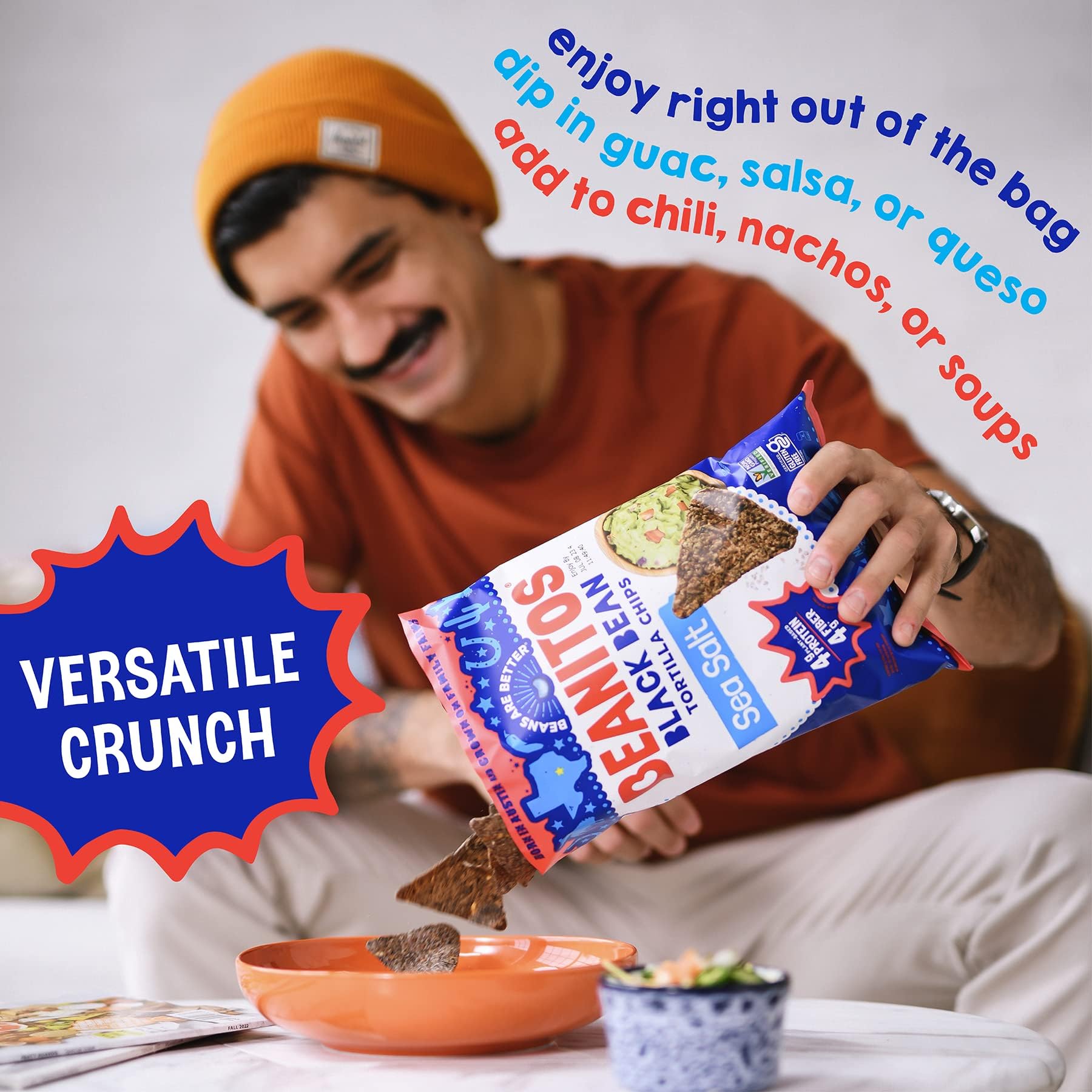 Beanitos gluten-free vegan non-GMO kosher labeling for trusted snacking.