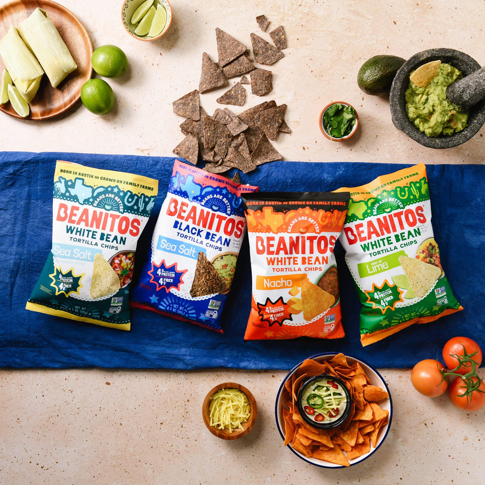 Beanitos nachos-snack idea shows chips add satisfying crunch.