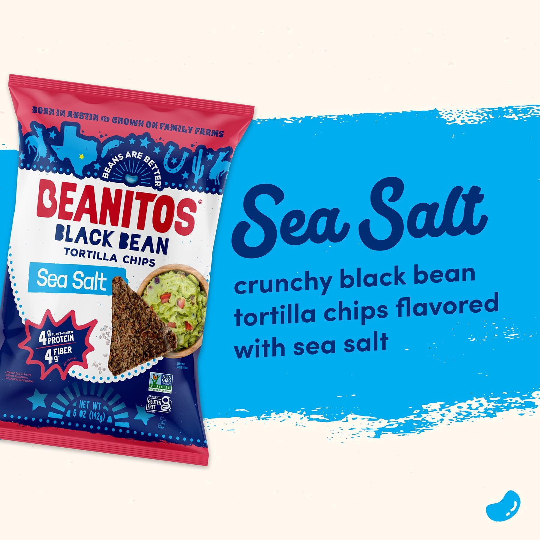 Beanitos Original Sea Salt serving bowl ready-to-dip with salsa or guacamole.