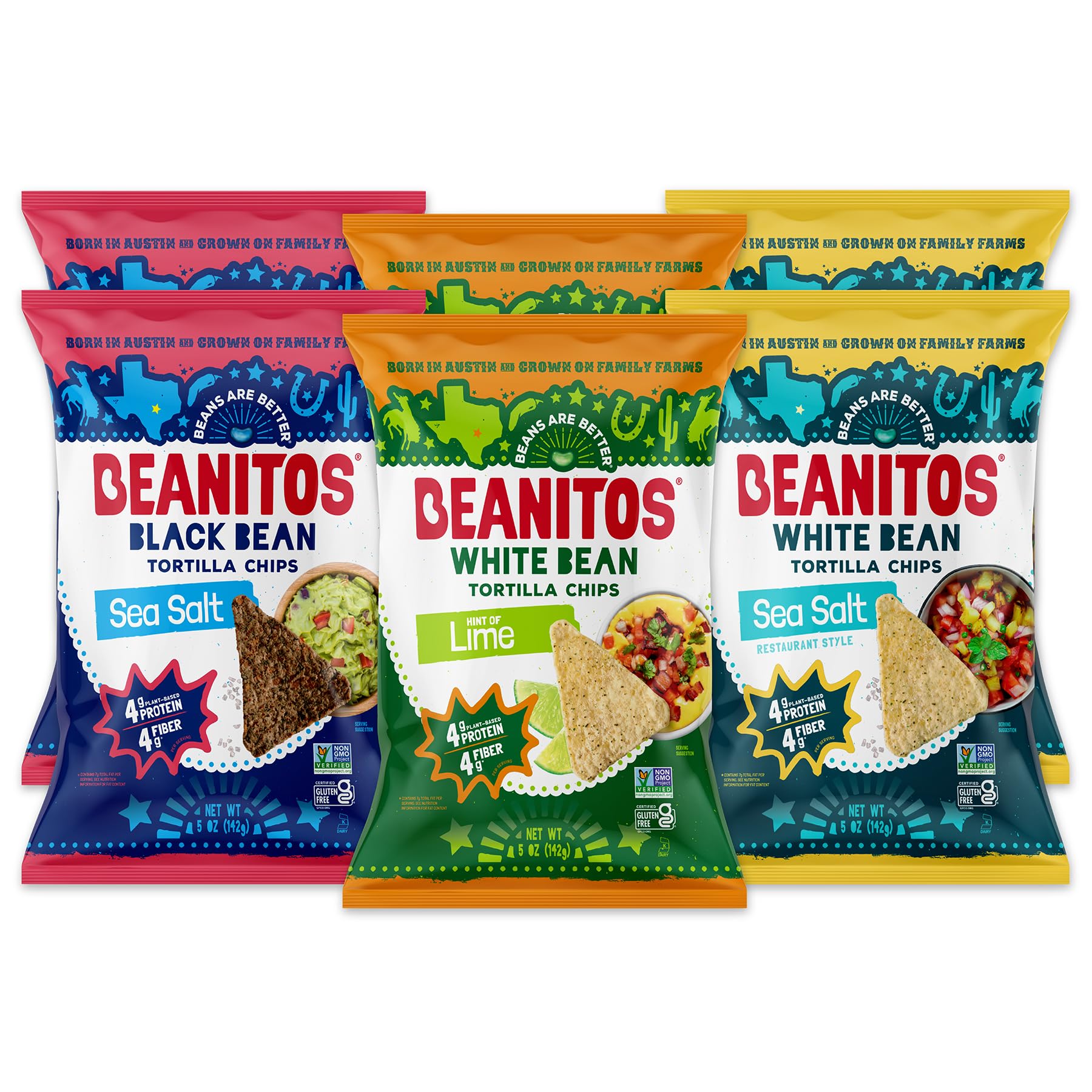 Beanitos white-bean-sea-salt-chips offer a crunchy snack for dipping.