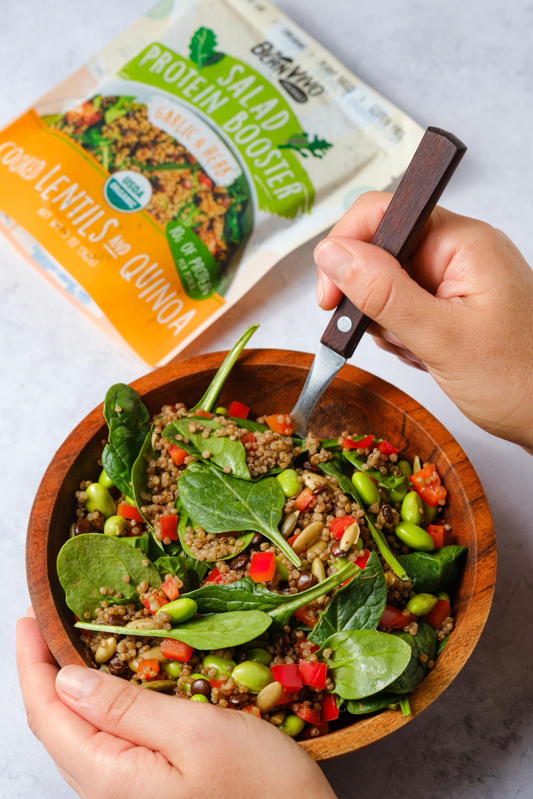 BeanVIVO ready-to-eat salad bowl idea, protein boost.