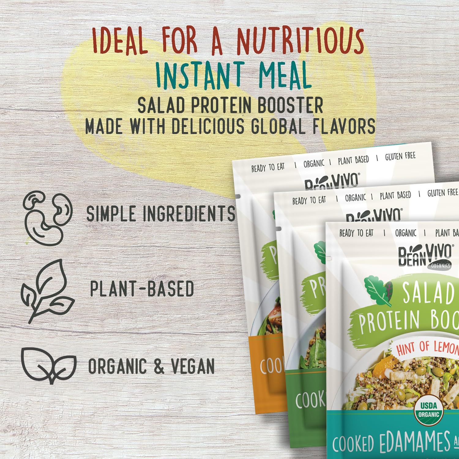 BeanVIVO 3-Pack Garlic and Herbs pouch supports fast meal prep.