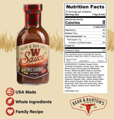 Bear and Burtons W Sauce Fireshire label closeup highlights tangy notes