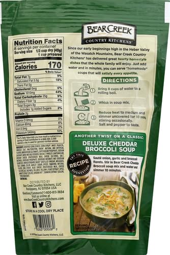 Bear Creek Cheddar Broccoli Soup Mix being prepared with water for quick prep.