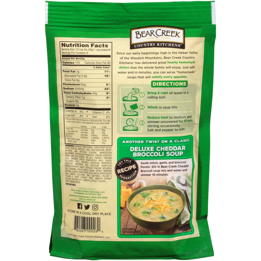 Bear Creek Cheddar Broccoli Soup Mix dry ingredients close-up for fast dinners.