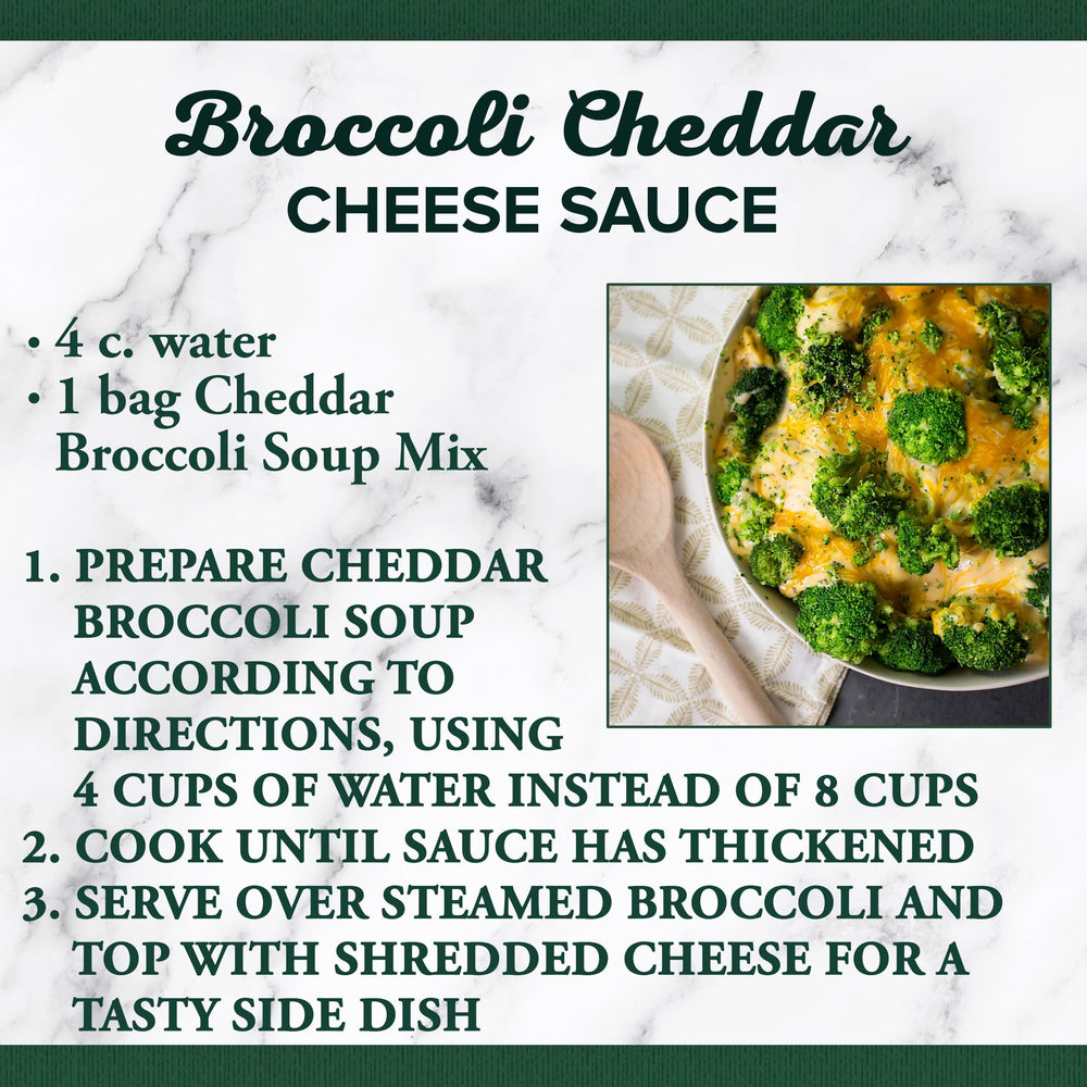 Bear Creek Cheddar Broccoli Soup Mix kitchen scene highlighting pantry staple