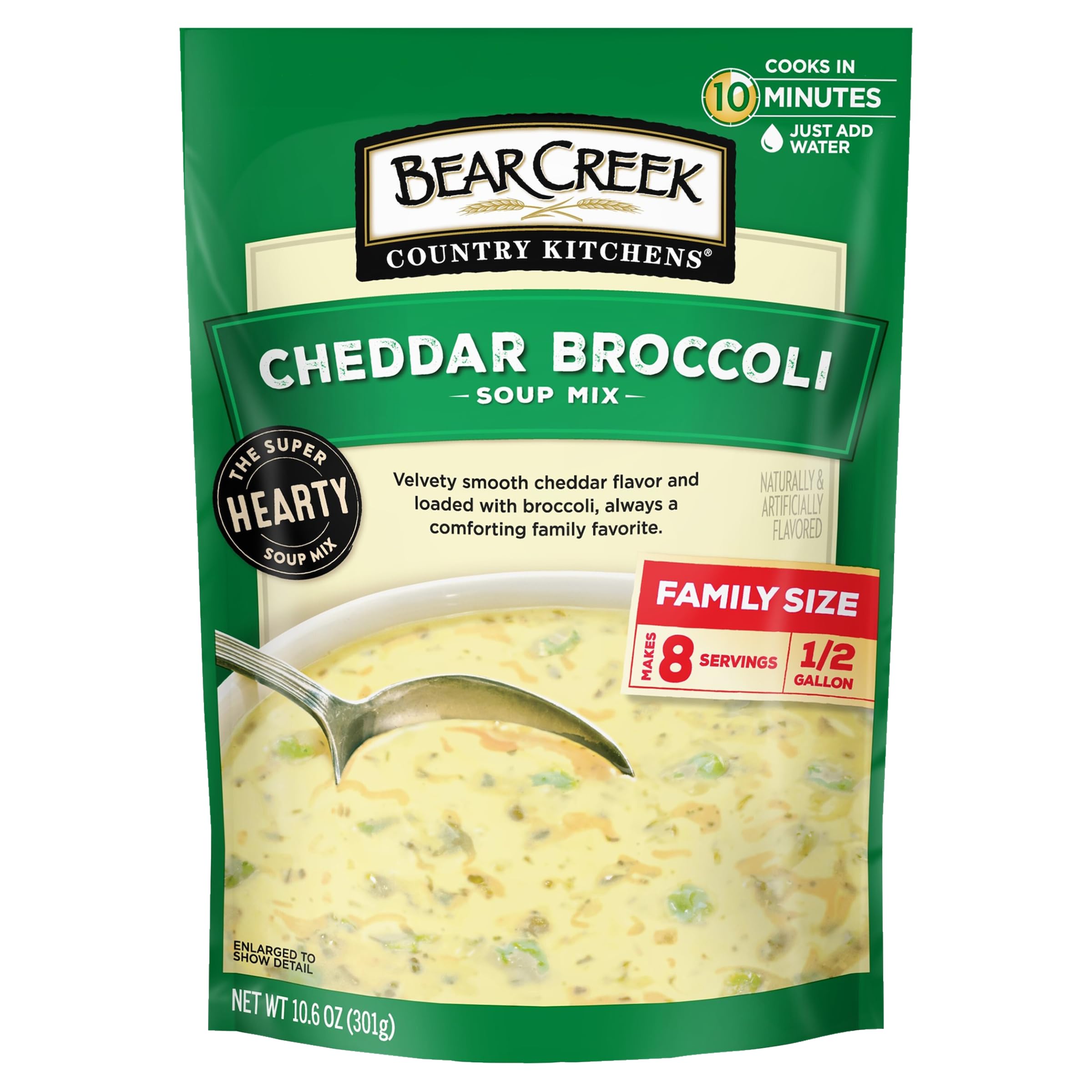 Bear Creek Cheddar Broccoli Soup Mix packaged box for quick meals