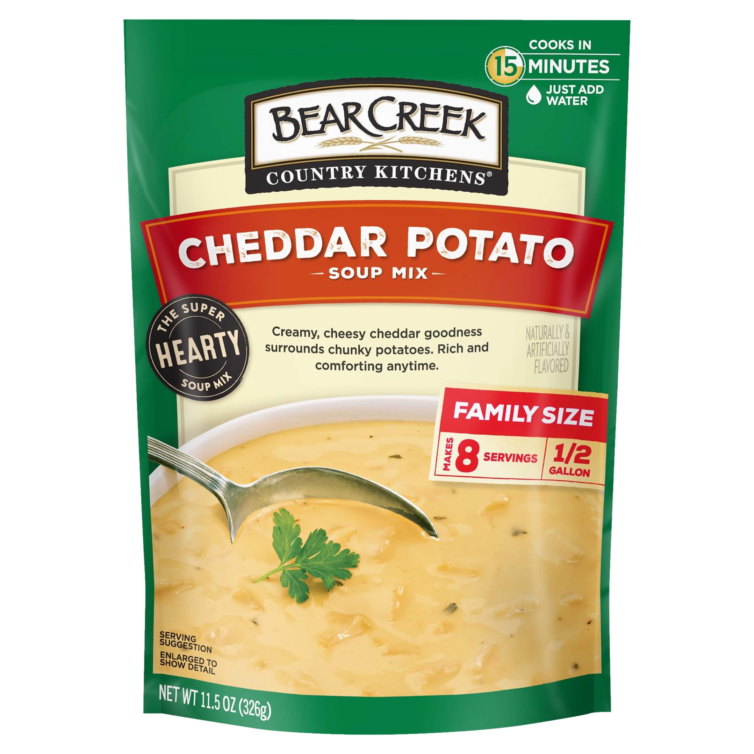 Bear Creek Cheddar Potato Soup mix packet ready for quick dinner