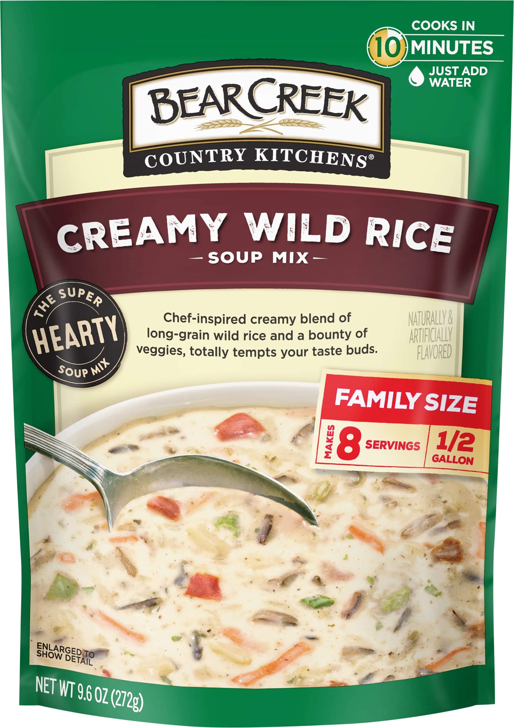 Bear Creek Creamy Wild Rice soup mix packaging, a ready pantry staple for quick meals.