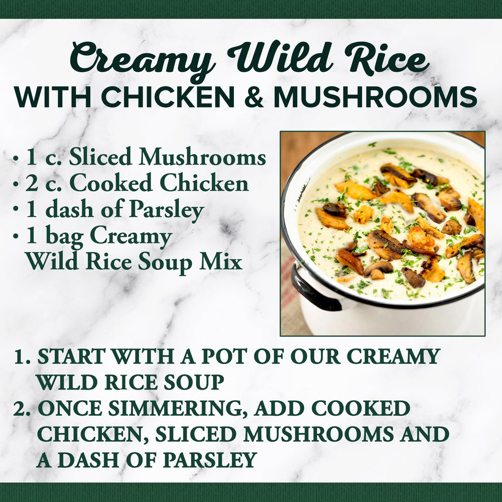 Bear Creek Creamy Wild Rice served in a bowl with herbs, inviting family meal.