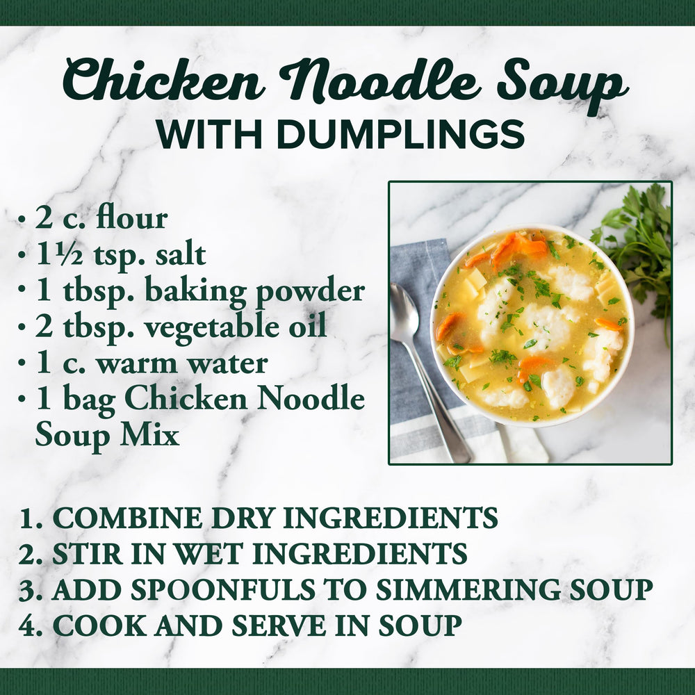 Close-up of Bear Creek homestyle soup with visible vegetables and noodles.