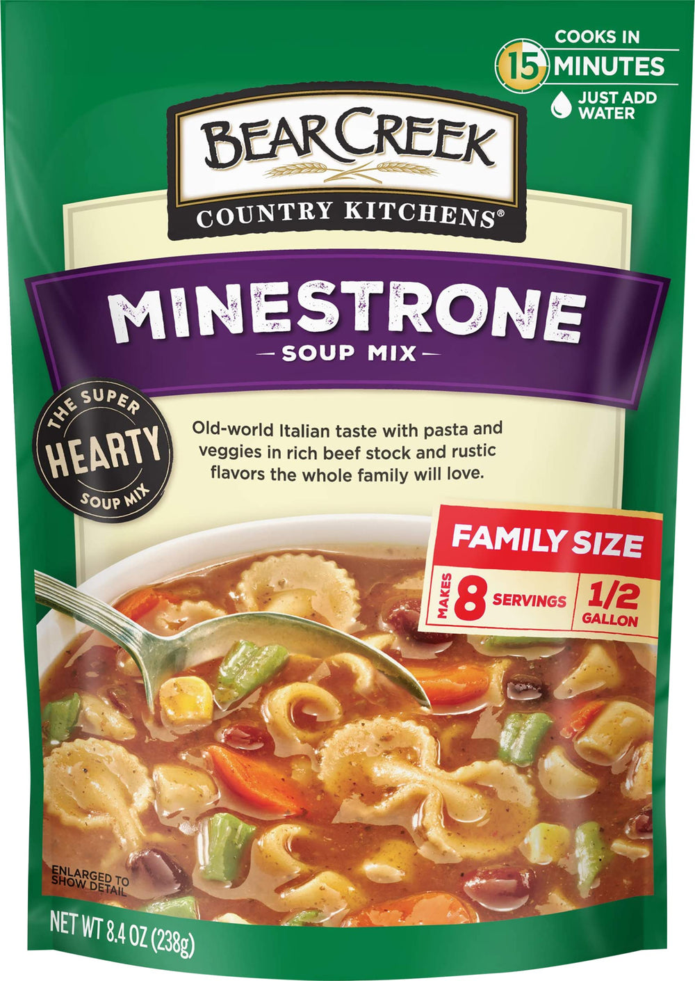 Bear Creek Minestrone Soup Mix front label for quick weeknight dinners